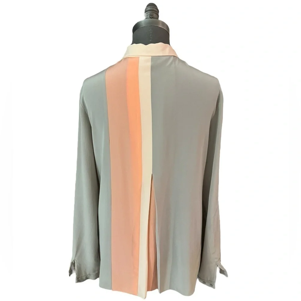 Elie Tahari Silk Colorblock Blouse Size Small